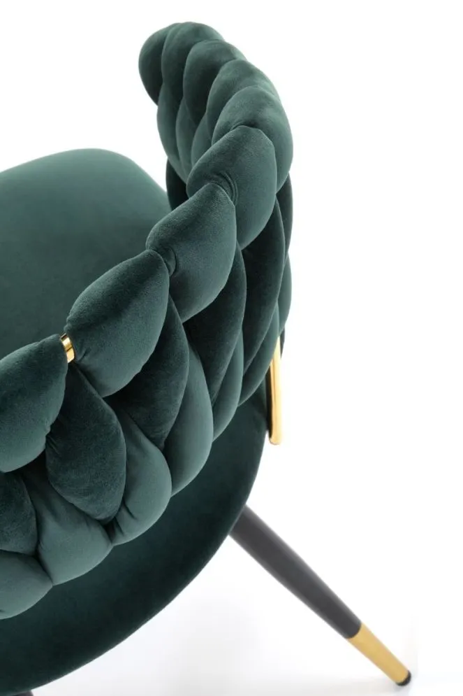 Krzesło tapicerowane K551 zielone/złote plecione I sklep meblowy MIRAT. styl GLAMOUR