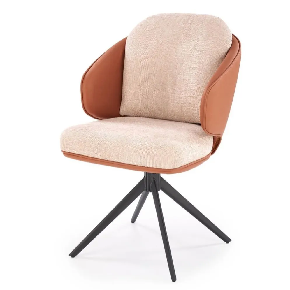 Krzesło tapicerowane K554 brązowe/beżowe obracane o 180° I sklep meblowy MIRAT. styl LOFT
