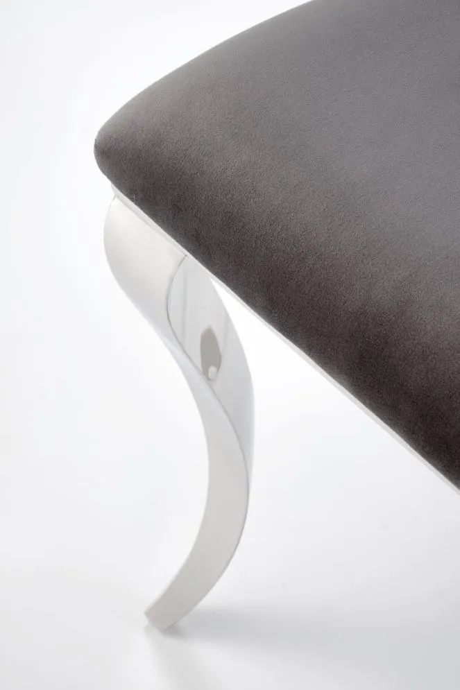 Krzesło tapicerowane K555 VELVET szare/srebrne z pikowanym oparciem I sklep meblowy MIRAT. styl GLAMOUR