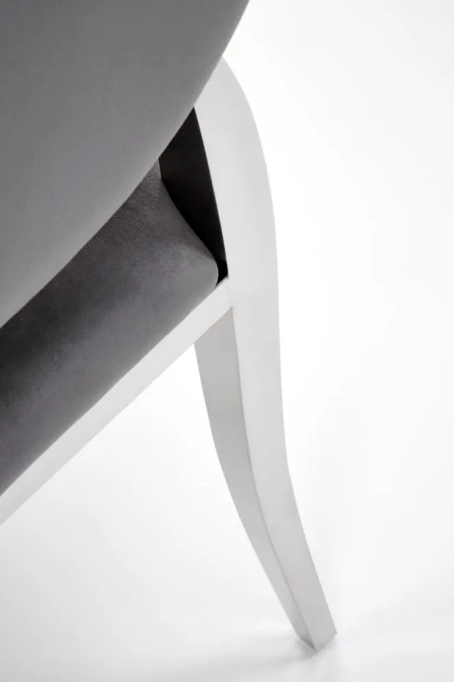 Krzesło tapicerowane K555 VELVET szare/srebrne z pikowanym oparciem I sklep meblowy MIRAT. styl GLAMOUR