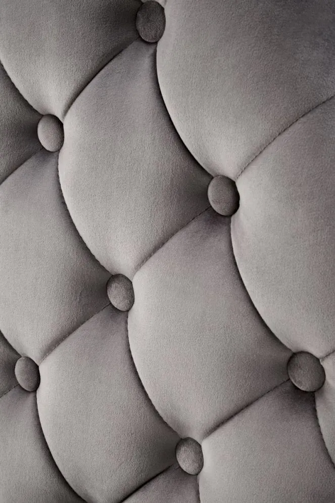 Krzesło tapicerowane K555 VELVET szare/srebrne z pikowanym oparciem I sklep meblowy MIRAT. styl GLAMOUR