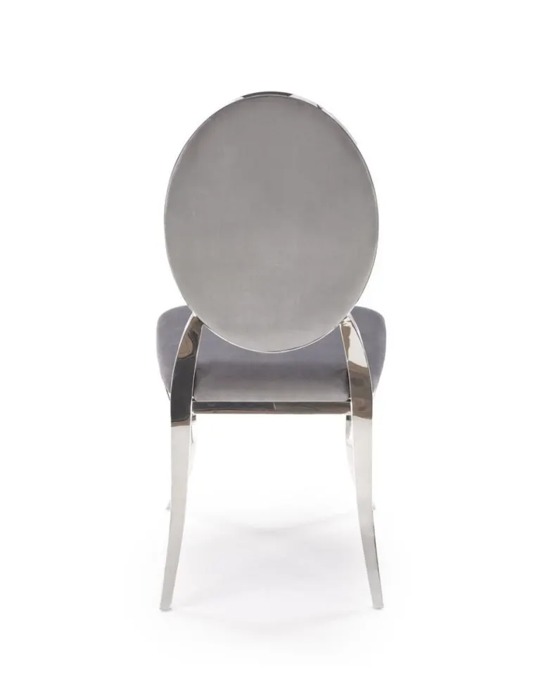 Krzesło tapicerowane K555 VELVET szare/srebrne z pikowanym oparciem I sklep meblowy MIRAT. styl GLAMOUR