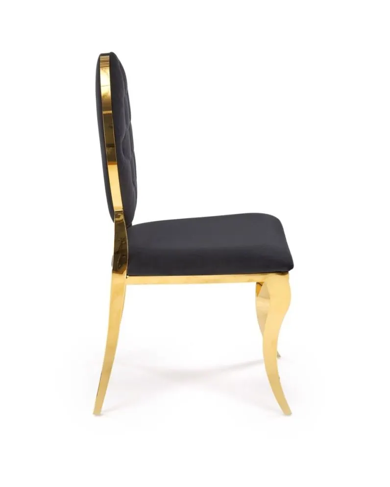 Krzesło tapicerowane K556 VELVET czarne/złote w stylu ludwikowskim I sklep meblowy MIRAT. styl GLAMOUR