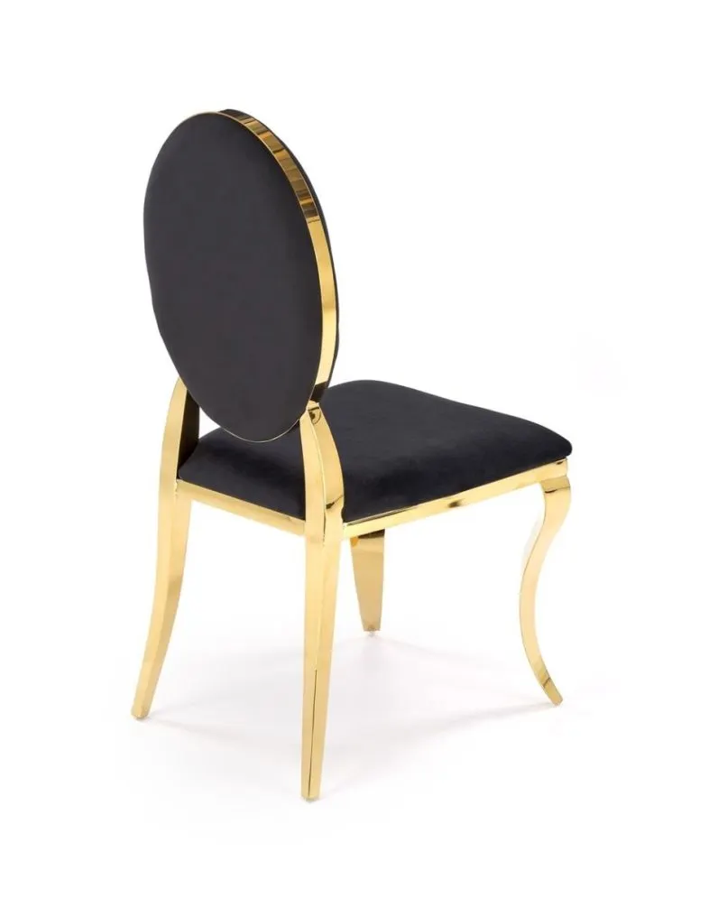 Krzesło tapicerowane K556 VELVET czarne/złote w stylu ludwikowskim I sklep meblowy MIRAT. styl GLAMOUR