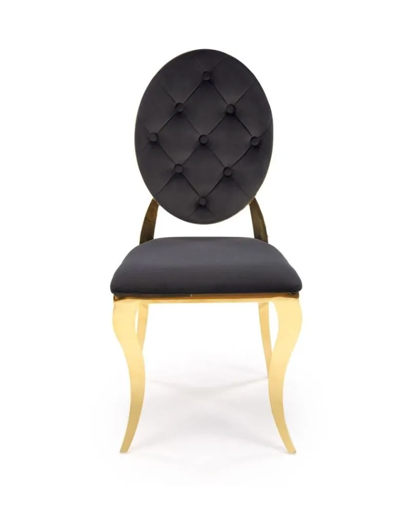 Krzesło tapicerowane K556 VELVET czarne/złote w stylu ludwikowskim I sklep meblowy MIRAT. styl GLAMOUR