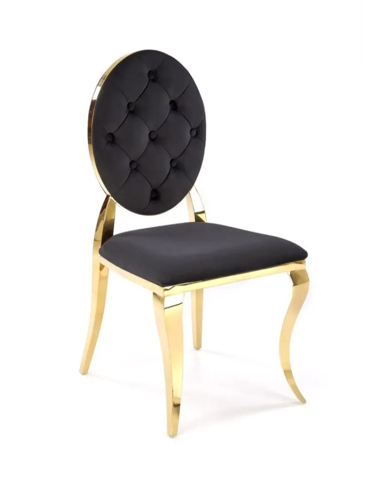 Krzesło tapicerowane K556 VELVET czarne/złote w stylu ludwikowskim I sklep meblowy MIRAT. styl GLAMOUR