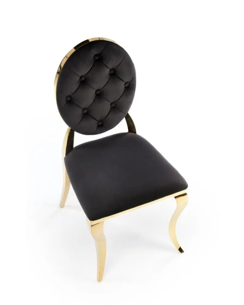 Krzesło tapicerowane K556 VELVET czarne/złote w stylu ludwikowskim I sklep meblowy MIRAT. styl GLAMOUR