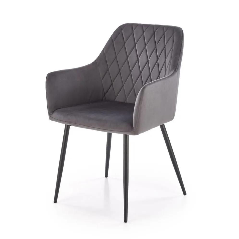 Krzesło tapicerowane K558 VELVET szare z podłokietnikami I sklep meblowy MIRAT.