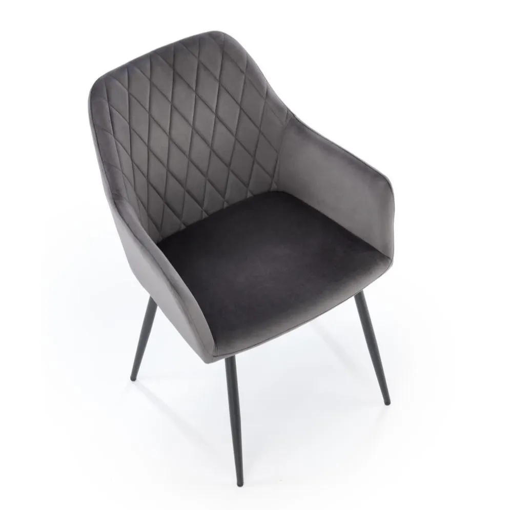 Krzesło tapicerowane K558 VELVET szare z podłokietnikami I sklep meblowy MIRAT.