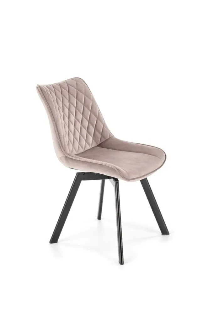 Krzesło tapicerowane K520 VELVET beżowe obracane na metalowych nogach I sklep meblowy MIRAT. styl GLAMOUR, LOFT