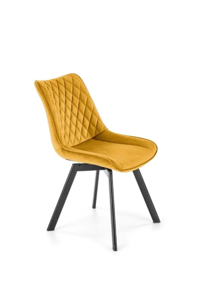 Krzesło tapicerowane K520 VELVET musztardowe obracane welurowe I sklep meblowy MIRAT. styl GLAMOUR, LOFT