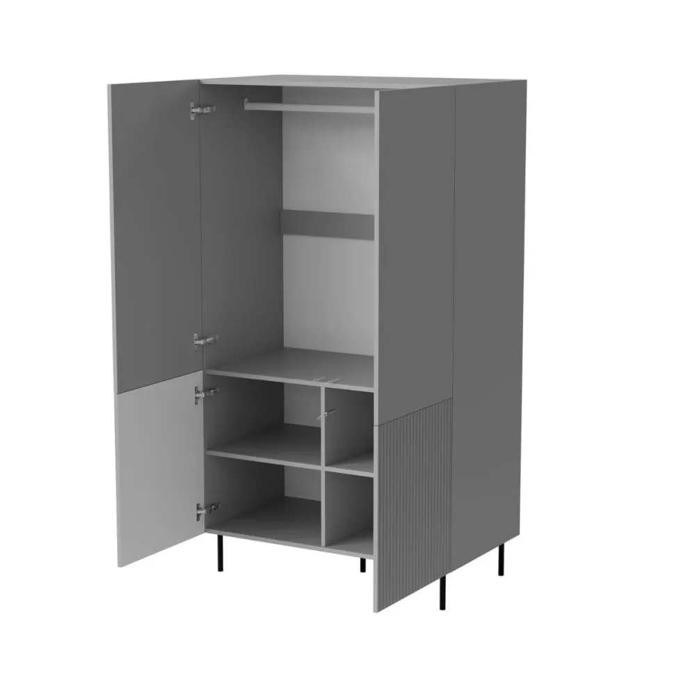 Szafa ASENSIO S-1 jasnoszara dwudrzwiowa I sklep meblowy MIRAT. styl RYFLOWANY kolekcja ASENSIO