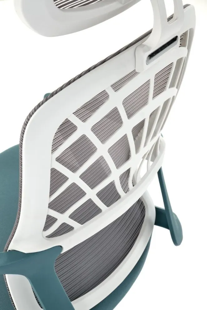 Fotel biurowy VESUVIO 2 turkusowy/biały z regulowanym zagłówkiem I sklep meblowy MIRAT.