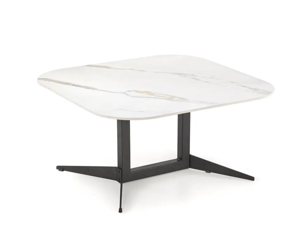 Ława BORNA 80x80 biały marmur/czarna glamour I sklep meblowy MIRAT. styl GLAMOUR