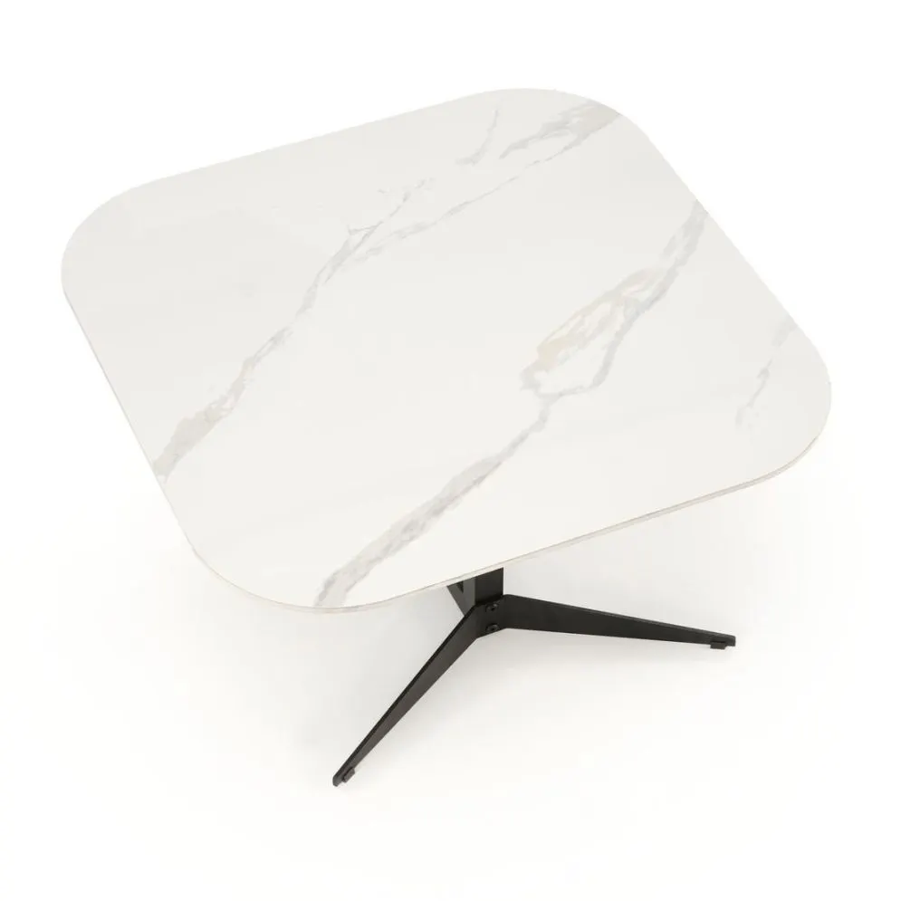 Ława BORNA 80x80 biały marmur/czarna glamour I sklep meblowy MIRAT. styl GLAMOUR