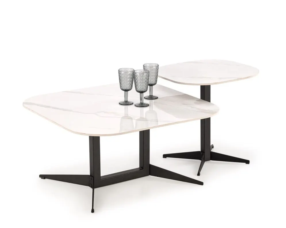 Ława BORNA 80x80 biały marmur/czarna glamour I sklep meblowy MIRAT. styl GLAMOUR