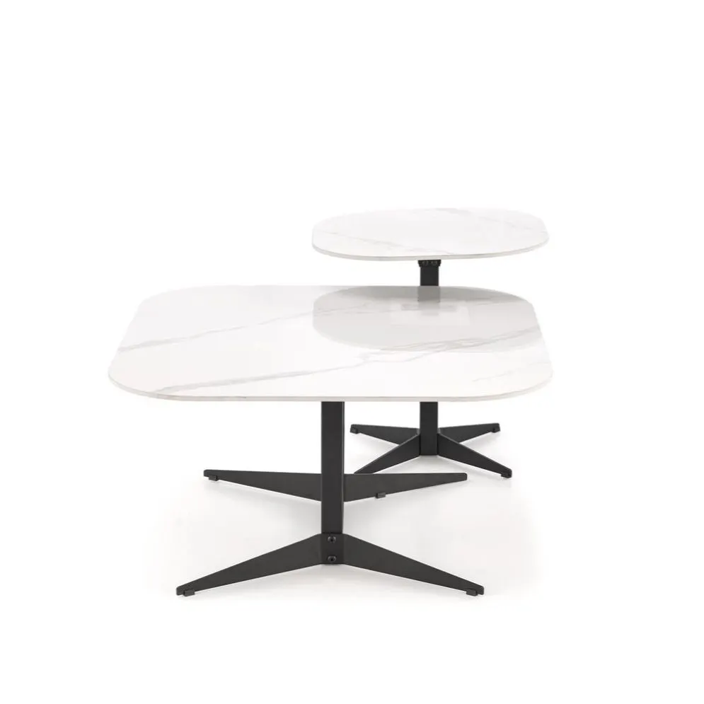 Ława BORNA 80x80 biały marmur/czarna glamour I sklep meblowy MIRAT. styl GLAMOUR