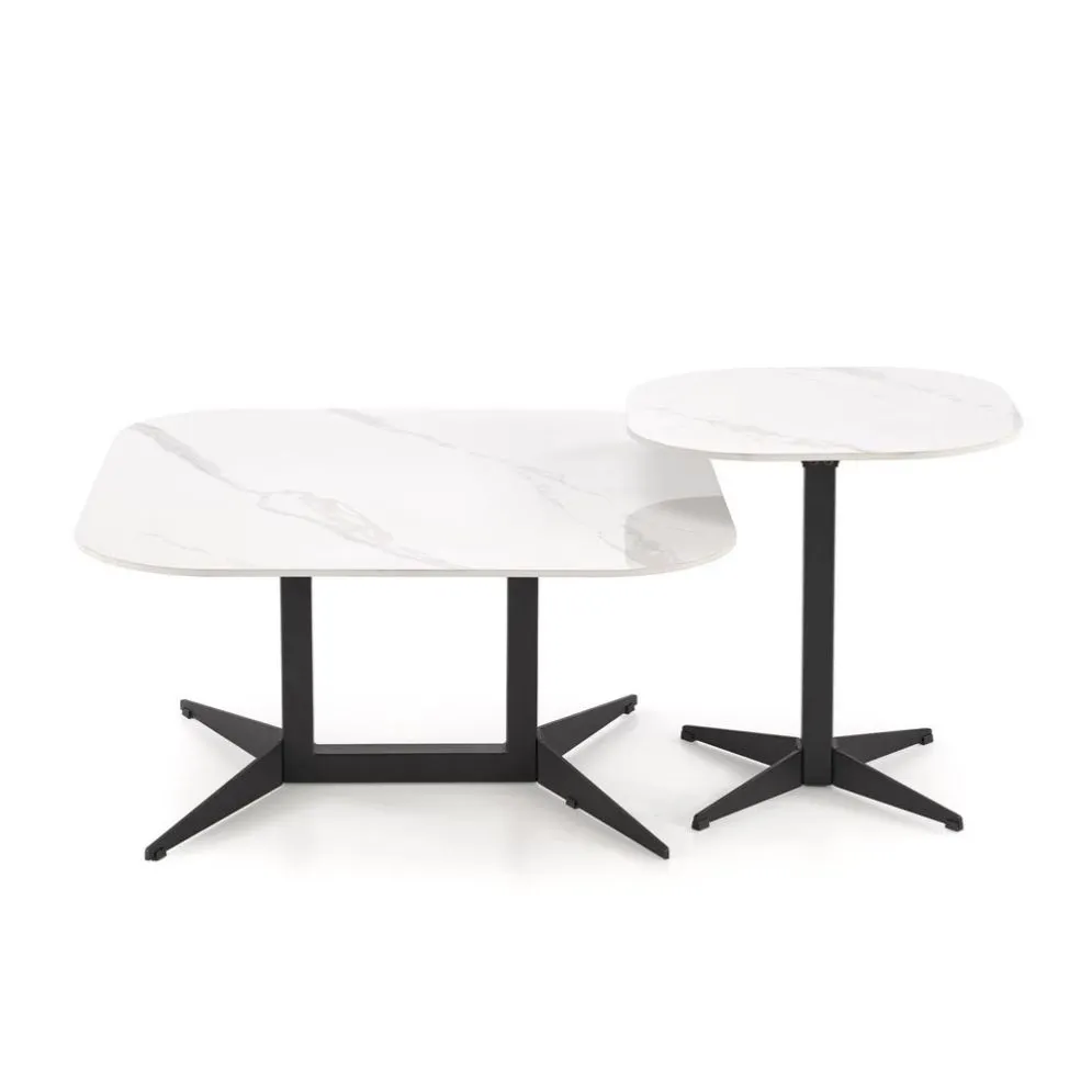 Ława BORNA 80x80 biały marmur/czarna glamour I sklep meblowy MIRAT. styl GLAMOUR