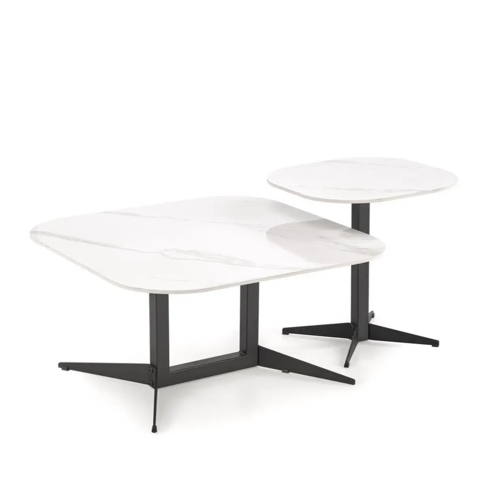 Ława BORNA 80x80 biały marmur/czarna glamour I sklep meblowy MIRAT. styl GLAMOUR