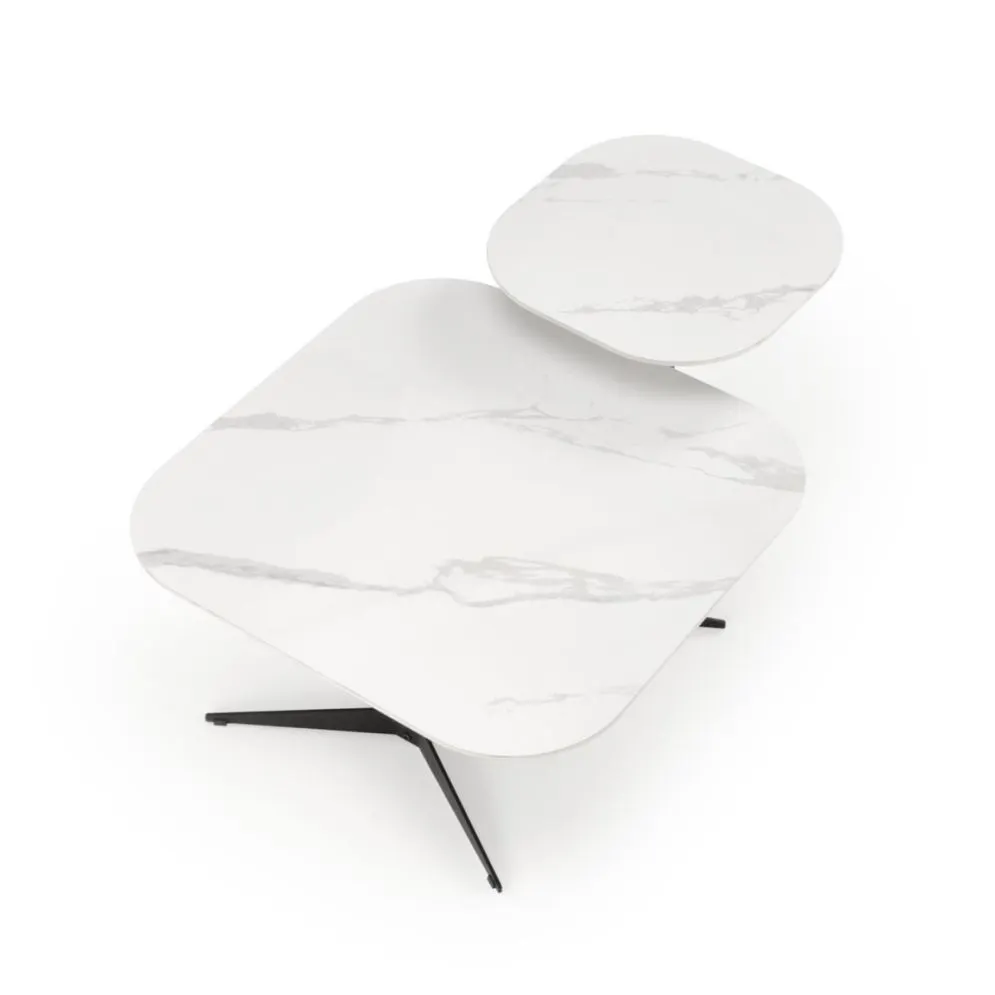 Ława BORNA S 50x50 biały marmur/czarna na jednej nodze I sklep meblowy MIRAT. styl GLAMOUR