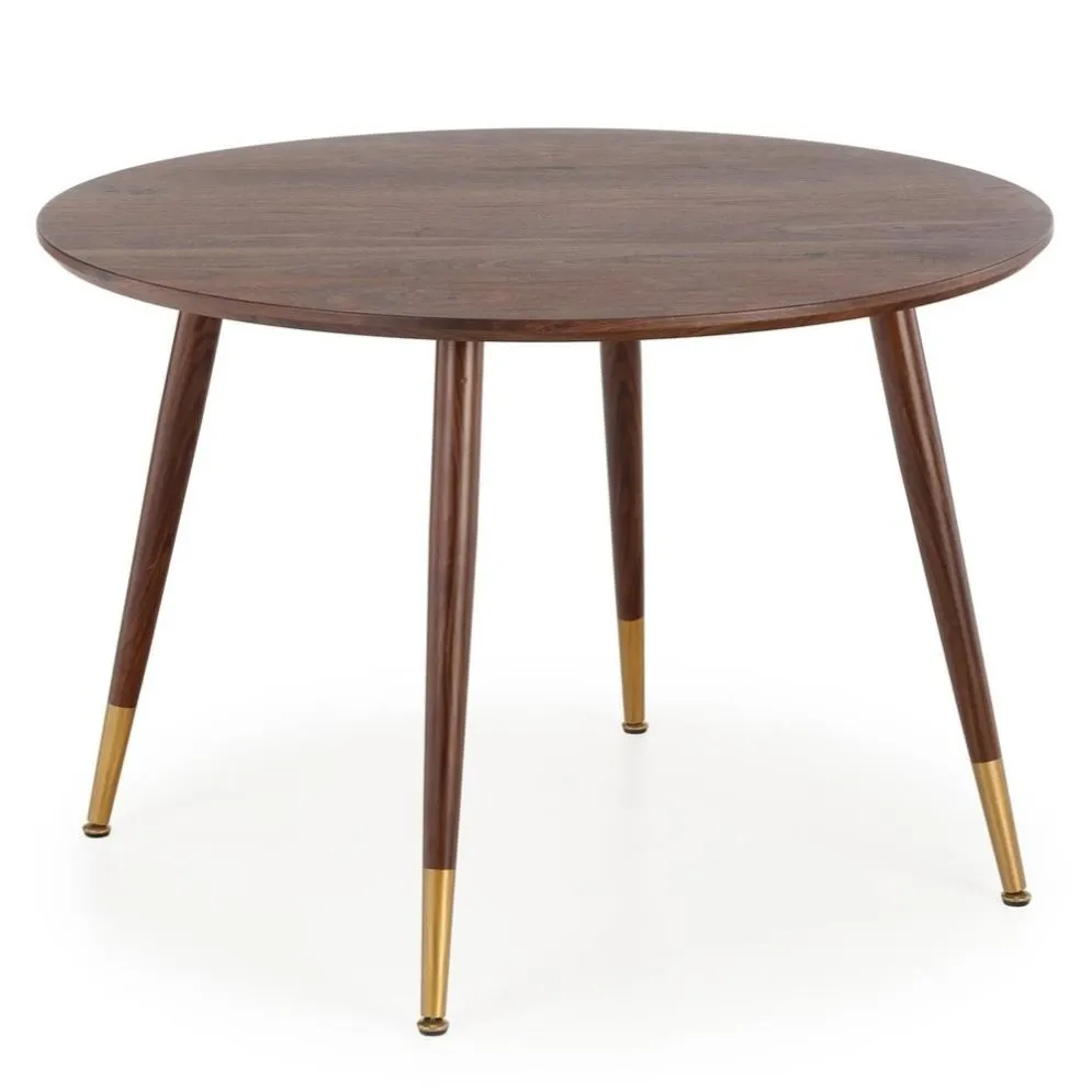 Stół okrągły DOMENICO 110x110 orzech ze złotymi wstawkami glamour | MIRAT.