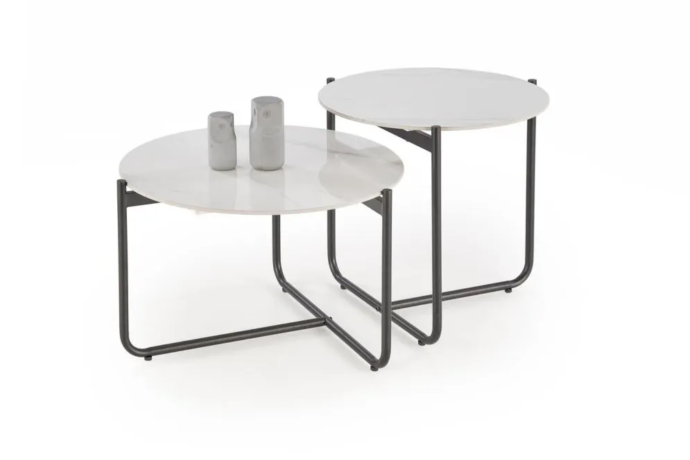 Stolik kawowy ACUNA S 50x50 biały marmur/czarna do salonu I sklep meblowy MIRAT. styl GLAMOUR