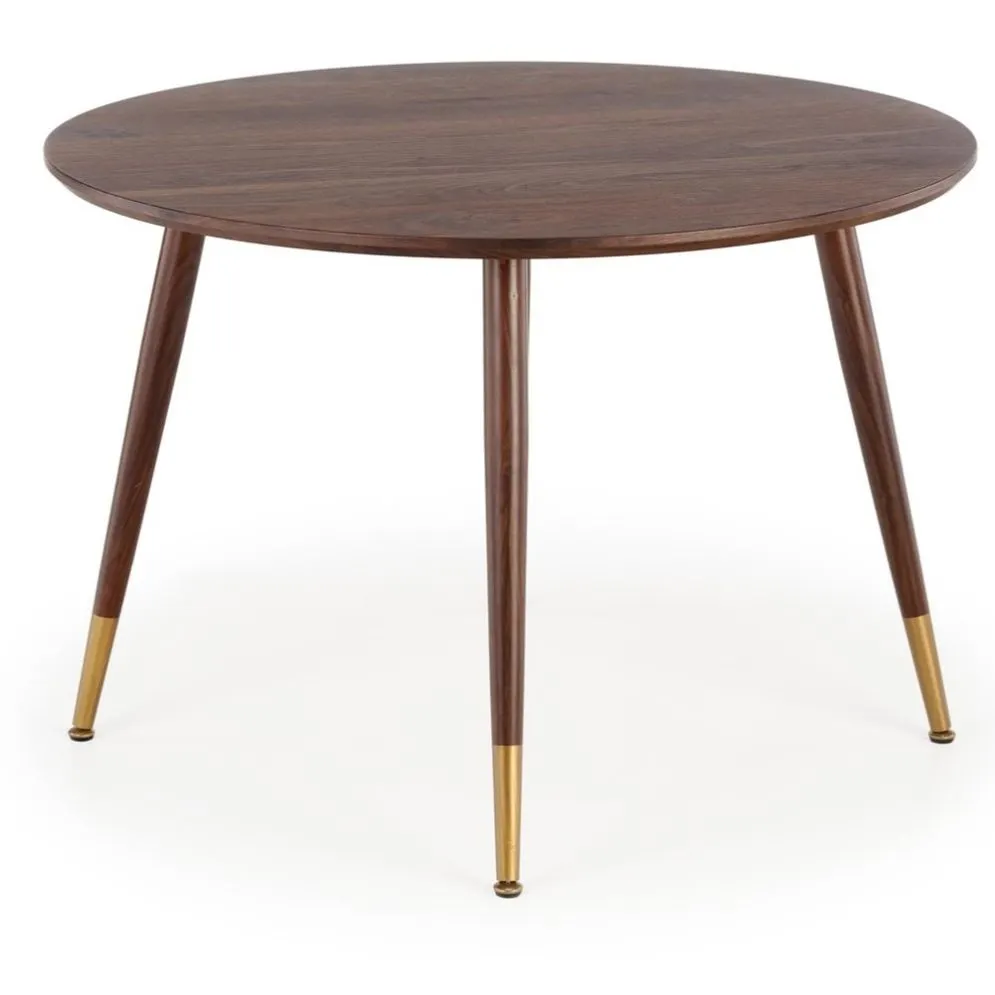 Stół okrągły DOMENICO 110x110 orzech ze złotymi wstawkami glamour | MIRAT.