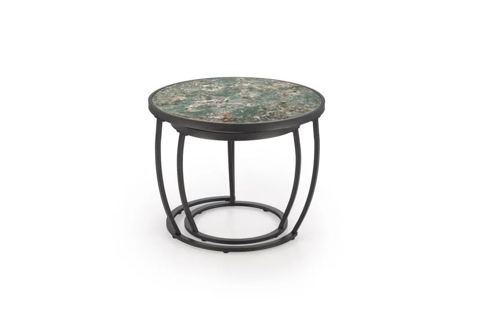Zestaw 2 stolików INES zielony marmur/czarny ze spieku I sklep meblowy MIRAT. styl LOFT