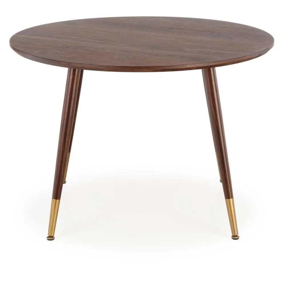 Stół okrągły DOMENICO 110x110 orzech ze złotymi wstawkami glamour | MIRAT.