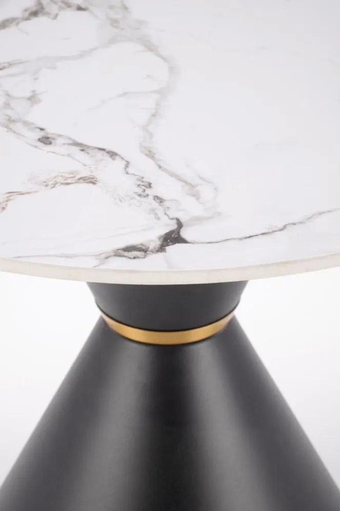 Stolik kawowy GORETTI_S 60x60 biały marmur/czarny na metalowej podstawie I sklep meblowy MIRAT. styl GLAMOUR
