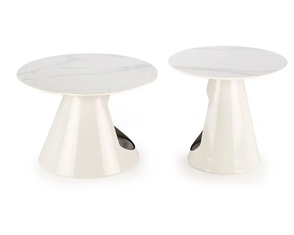 Zestaw 2 stolików kawowych OSARIO biały marmur z legowiskiem I sklep meblowy MIRAT. styl GLAMOUR