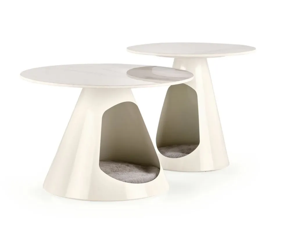 Zestaw 2 stolików kawowych OSARIO biały marmur z legowiskiem I sklep meblowy MIRAT. styl GLAMOUR