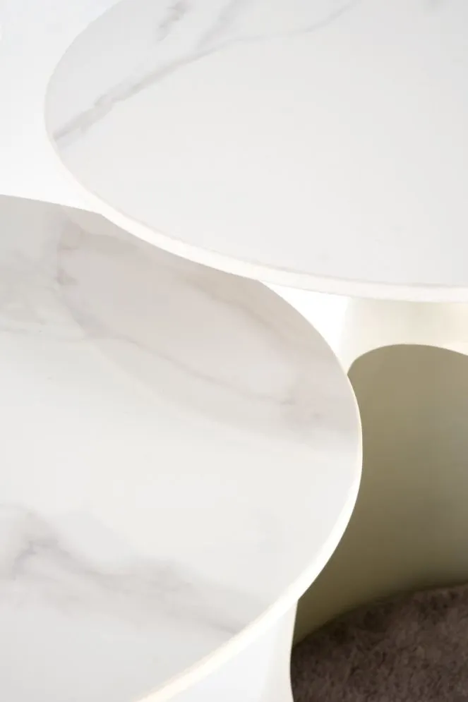 Zestaw 2 stolików kawowych OSARIO biały marmur z legowiskiem I sklep meblowy MIRAT. styl GLAMOUR