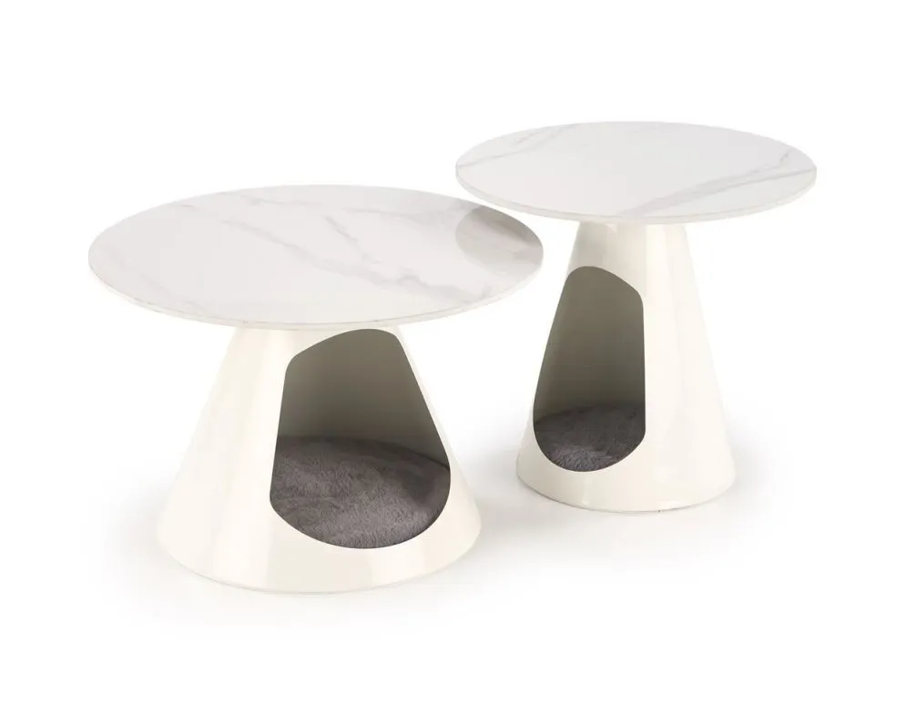 Zestaw 2 stolików kawowych OSARIO biały marmur z legowiskiem I sklep meblowy MIRAT. styl GLAMOUR