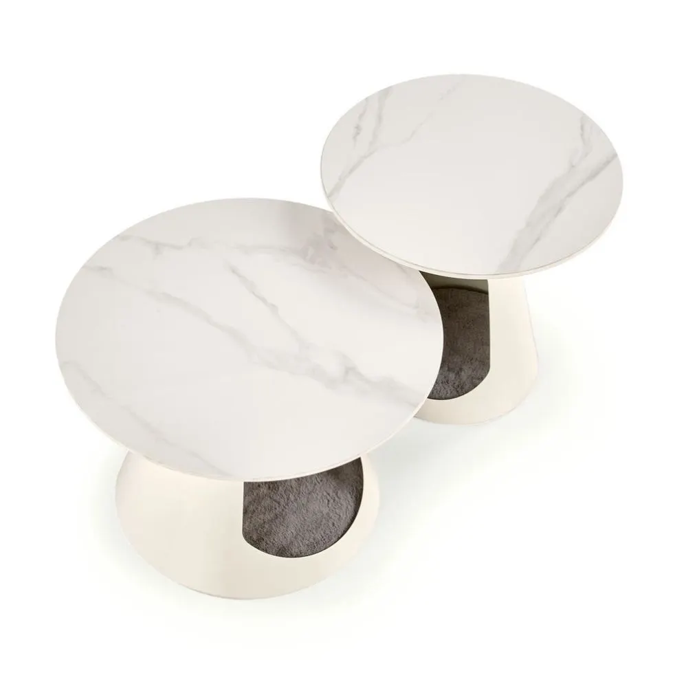 Zestaw 2 stolików kawowych OSARIO biały marmur z legowiskiem I sklep meblowy MIRAT. styl GLAMOUR