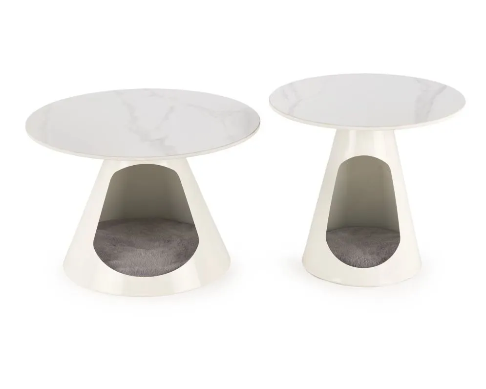 Zestaw 2 stolików kawowych OSARIO biały marmur z legowiskiem I sklep meblowy MIRAT. styl GLAMOUR