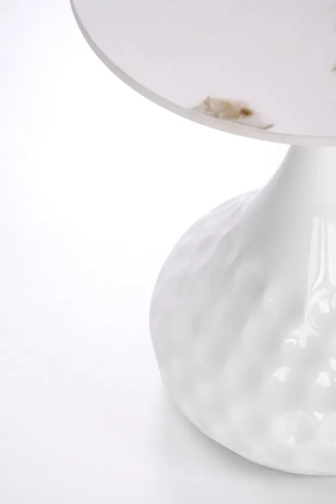 Stolik kawowy VERDE 40x40 biały marmur/biały okrągły I sklep meblowy MIRAT. styl GLAMOUR