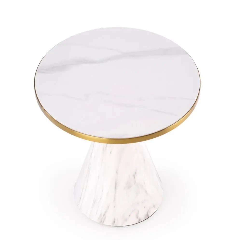 Stolik kawowy TALBI 50x50 biały marmur/złoty glamour I sklep meblowy MIRAT. styl GLAMOUR