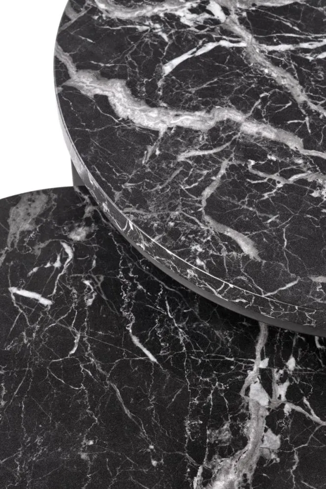 Zestaw 2 stolików OREO czarny marmur na metalowej podstawie I sklep meblowy MIRAT. styl LOFT