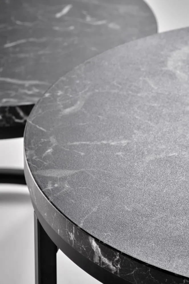 Zestaw 2 stolików OREO czarny marmur na metalowej podstawie I sklep meblowy MIRAT. styl LOFT