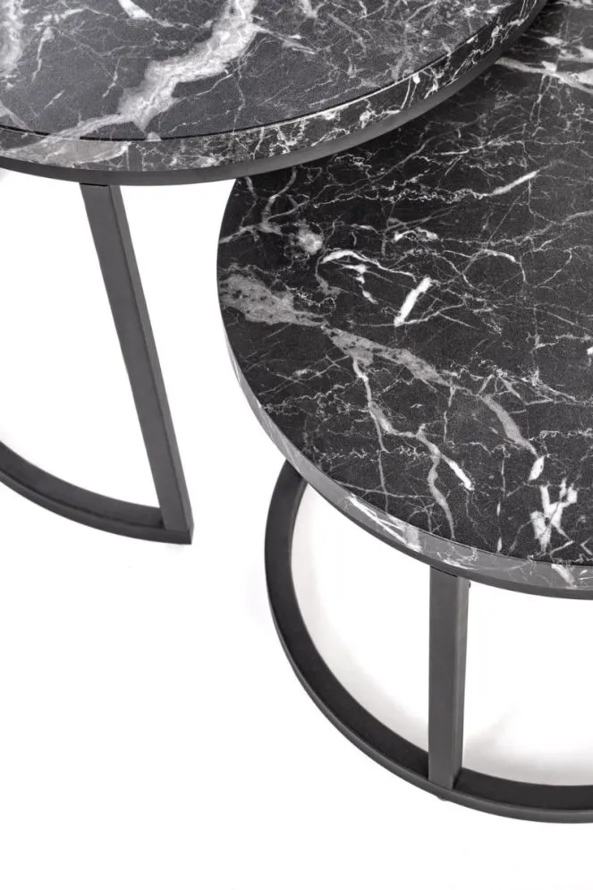Zestaw 2 stolików OREO czarny marmur na metalowej podstawie I sklep meblowy MIRAT. styl LOFT