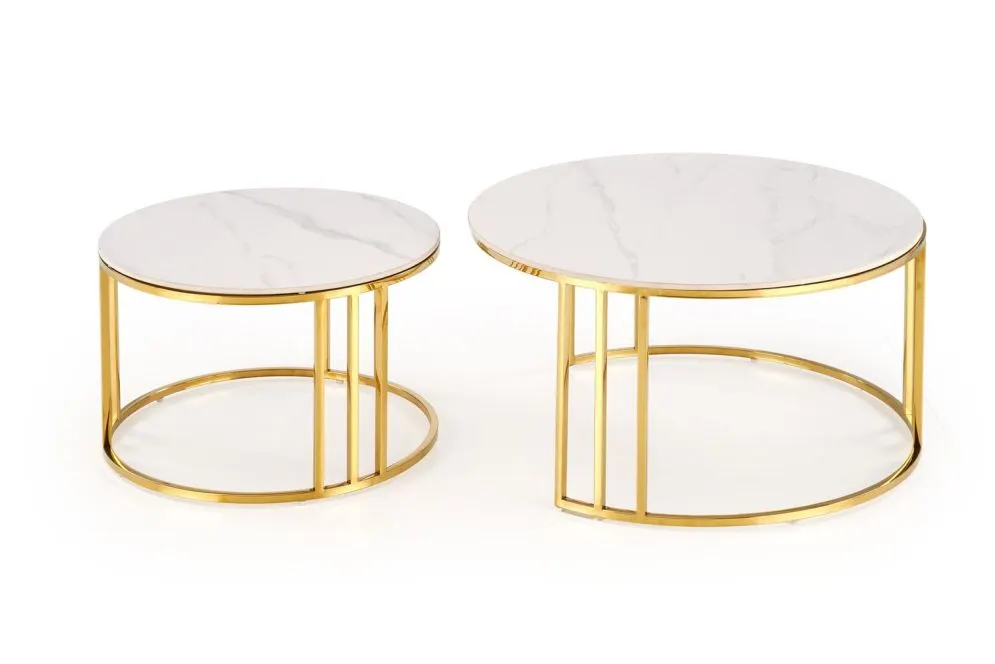 Zestaw ław MERCURY 3 biały marmur/złoty glamour I sklep meblowy MIRAT. styl GLAMOUR