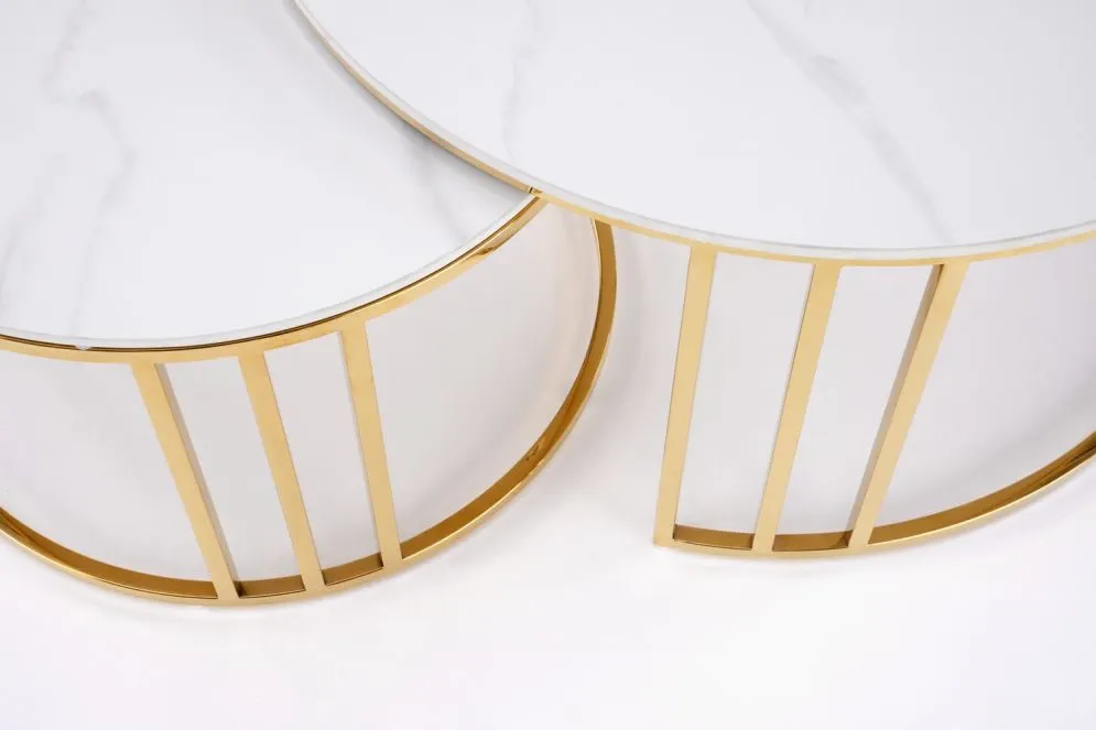 Zestaw ław MERCURY 3 biały marmur/złoty glamour I sklep meblowy MIRAT. styl GLAMOUR