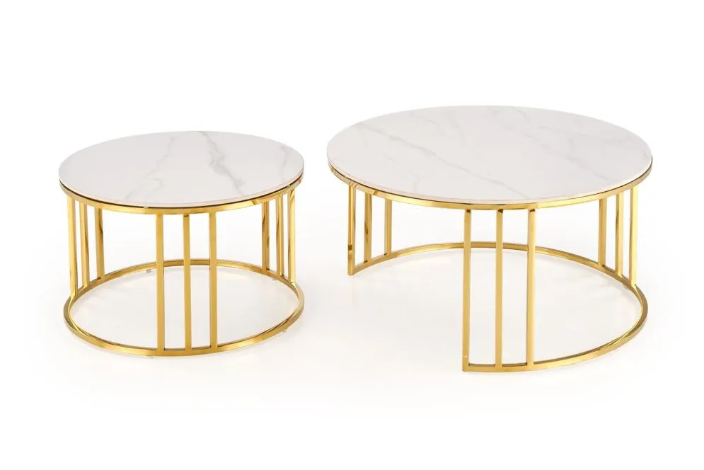 Zestaw ław MERCURY 3 biały marmur/złoty glamour I sklep meblowy MIRAT. styl GLAMOUR