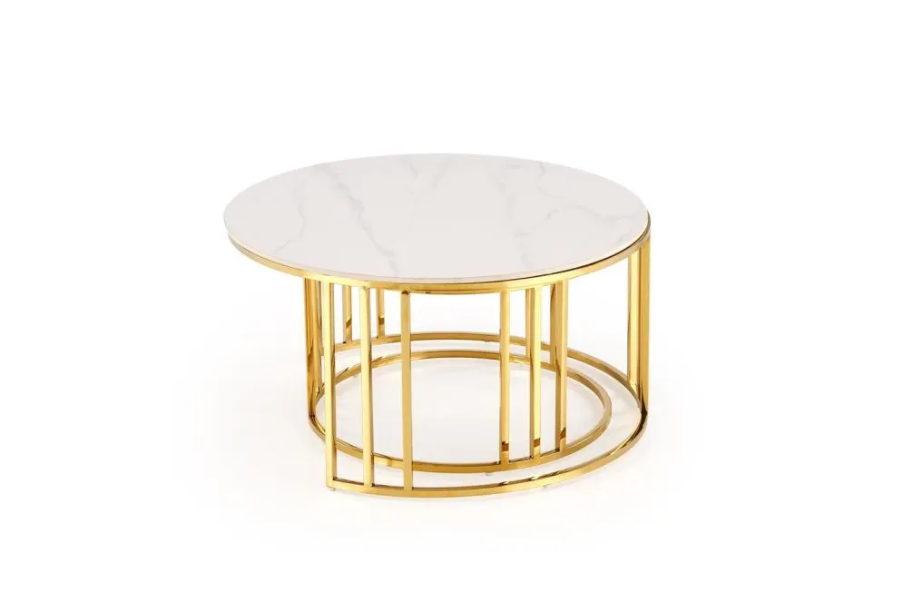 Zestaw ław MERCURY 3 biały marmur/złoty glamour I sklep meblowy MIRAT. styl GLAMOUR