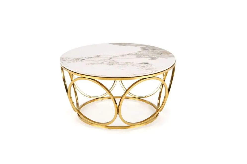 Ława VENUS 2 biały marmur/złota z blatem ze spieku I sklep meblowy MIRAT. styl GLAMOUR