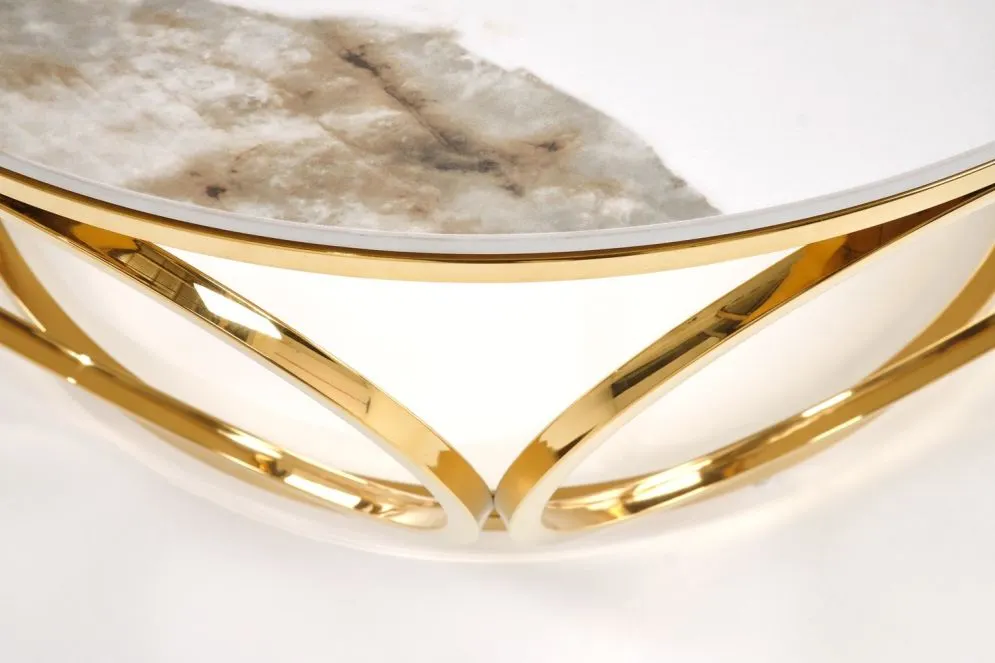 Ława VENUS 2 biały marmur/złota z blatem ze spieku I sklep meblowy MIRAT. styl GLAMOUR