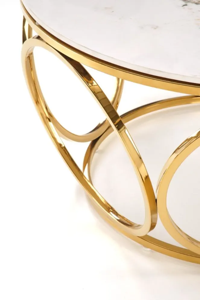 Ława VENUS 2 biały marmur/złota z blatem ze spieku I sklep meblowy MIRAT. styl GLAMOUR