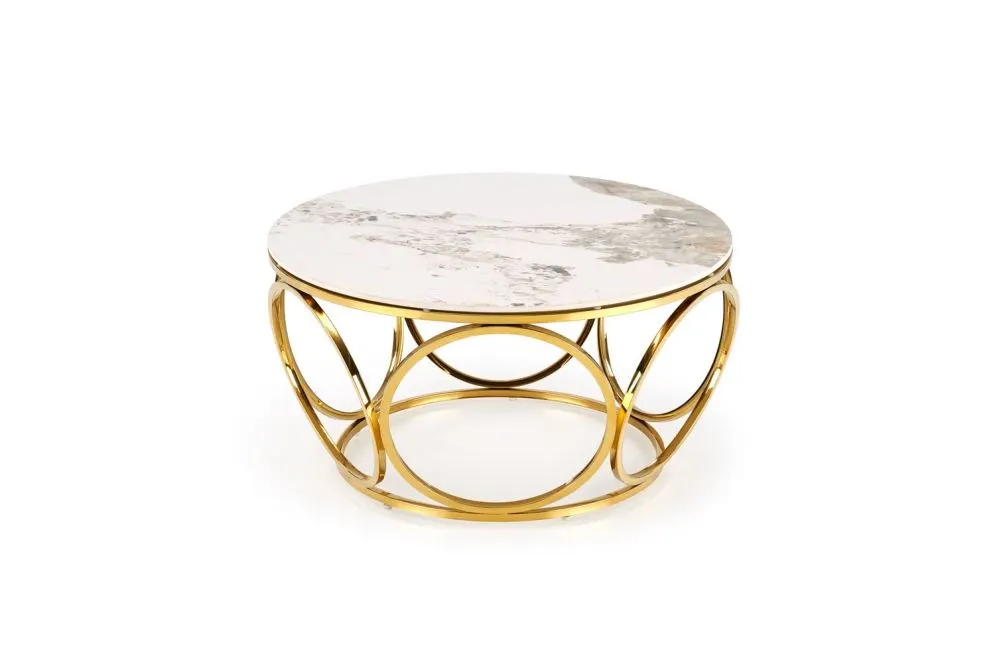 Ława VENUS 2 biały marmur/złota z blatem ze spieku I sklep meblowy MIRAT. styl GLAMOUR