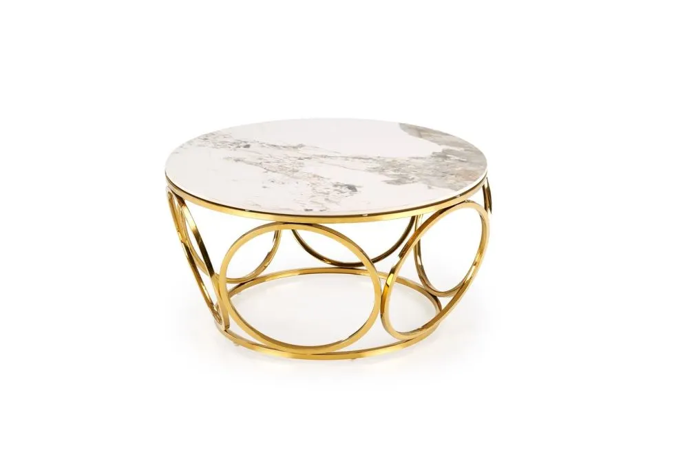 Ława VENUS 2 biały marmur/złota z blatem ze spieku I sklep meblowy MIRAT. styl GLAMOUR